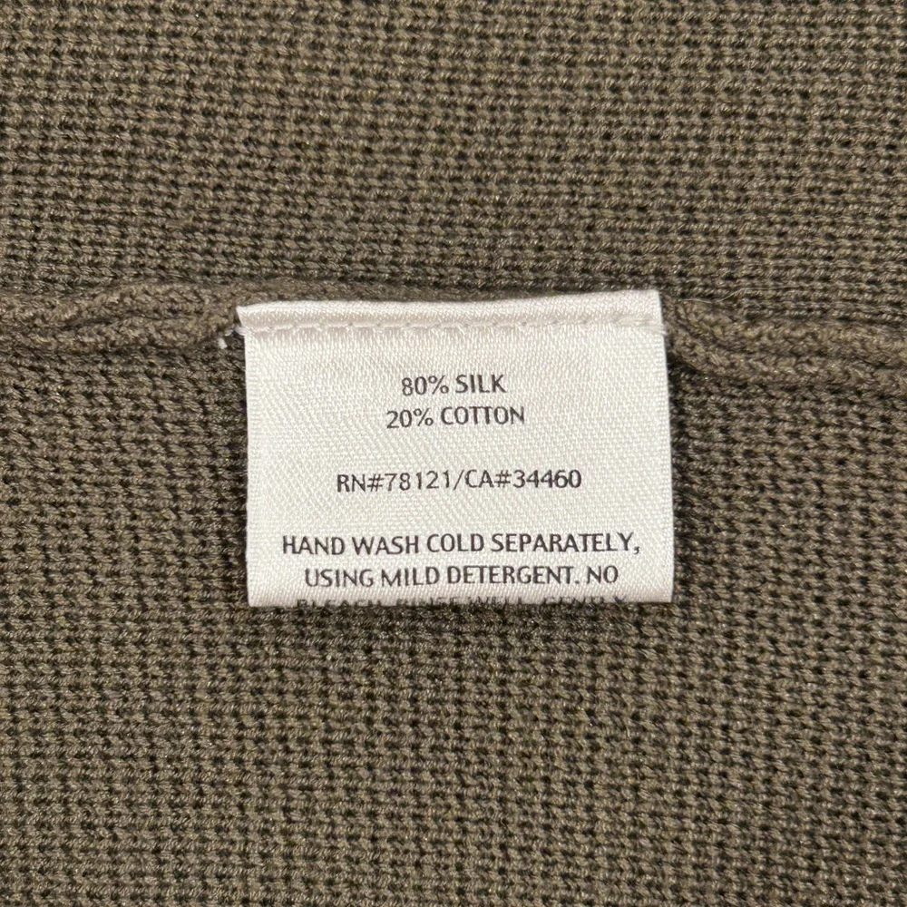 Eileen Fisher Silk Cotton Interlock Snap Long Cardigan Jacket Olive Green Size L - Picture 5 of 8